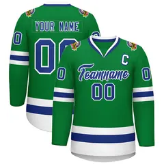 Kelly Green Royal-White Classic Hockey Jersey 1