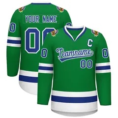 Kelly Green Royal-White Classic Hockey Jersey