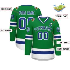 Kelly Green Royal-White Classic Hockey Jersey 2
