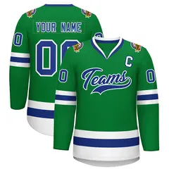 Kelly Green Royal-White Classic Hockey Jersey 1