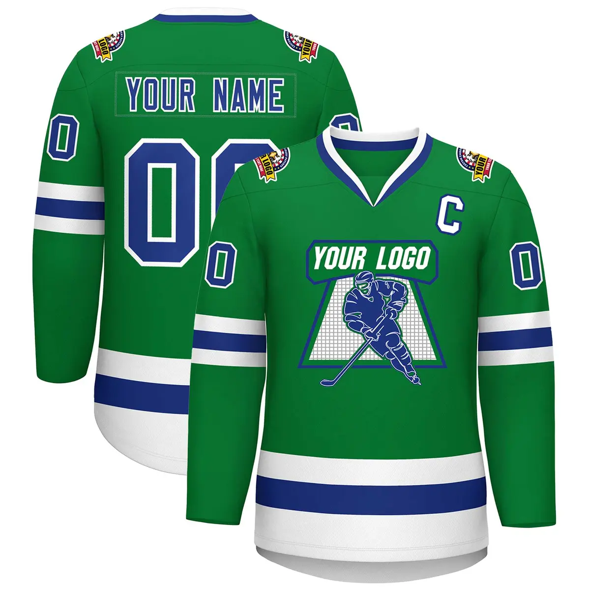 Kelly Green Royal-White Classic Hockey Jersey