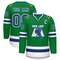 Kelly Green Royal-White Classic Hockey Jersey 1