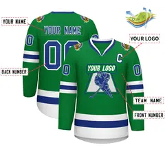 Kelly Green Royal-White Classic Hockey Jersey 2