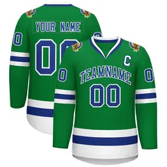 Kelly Green Royal-White Classic Hockey Jersey 1
