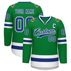 Kelly Green Royal-White Classic Hockey Jersey 1
