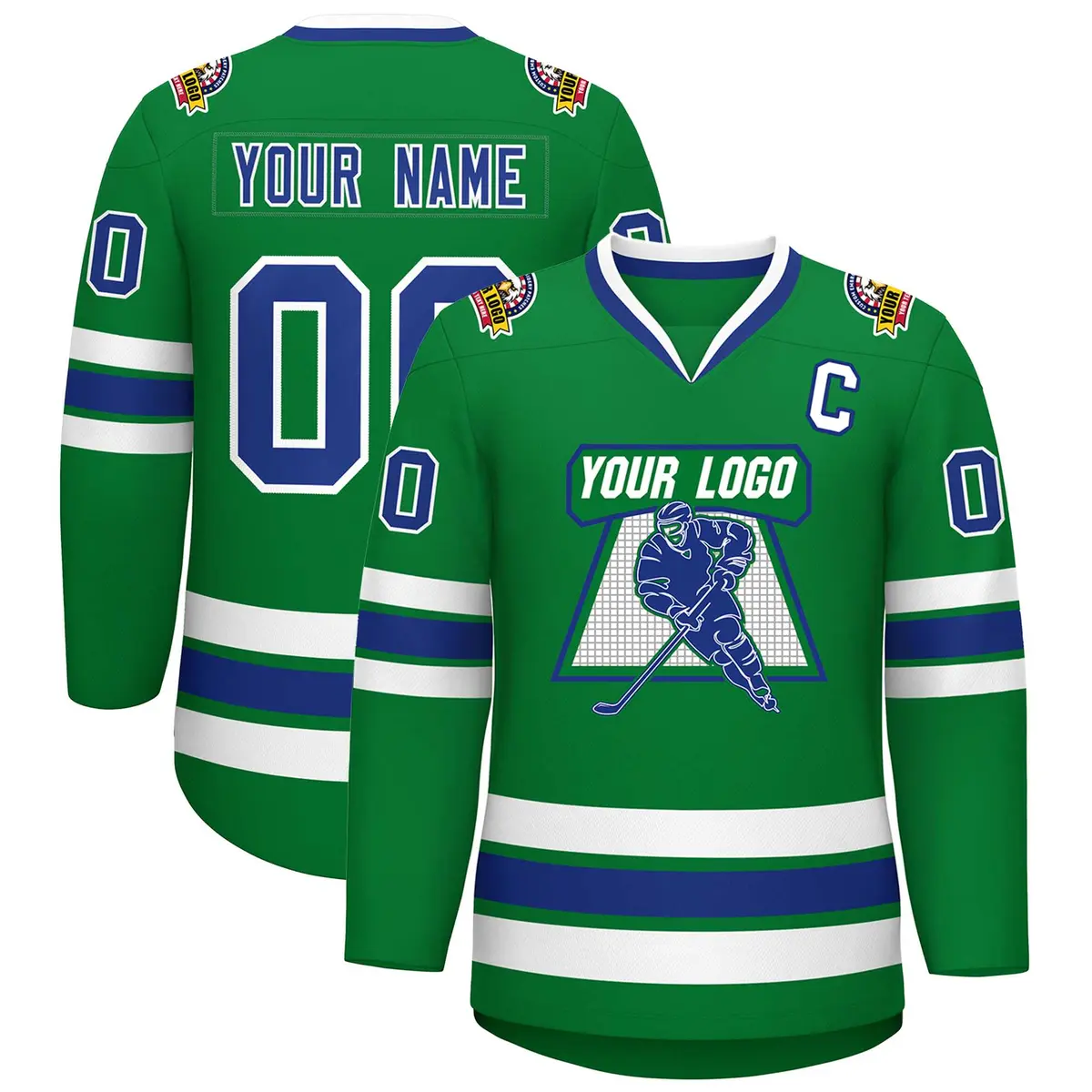 Kelly Green Royal-White Classic Hockey Jersey
