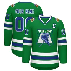 Kelly Green Royal-White Classic Hockey Jersey 1