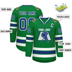 Kelly Green Royal-White Classic Hockey Jersey 2