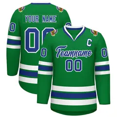 Kelly Green Royal-White Classic Hockey Jersey 1