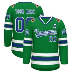 Kelly Green Royal-White Classic Hockey Jersey 1