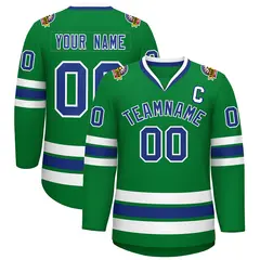 Kelly Green Royal-White Classic Hockey Jersey