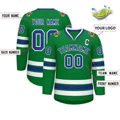 Kelly Green Royal-White Classic Hockey Jersey 2