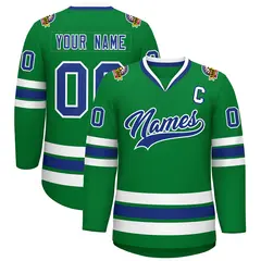 Kelly Green Royal-White Classic Hockey Jersey 1
