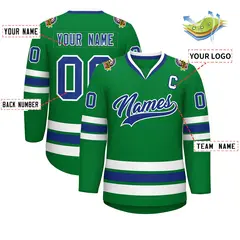 Kelly Green Royal-White Classic Hockey Jersey 2