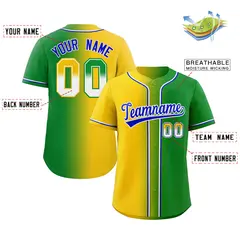 Kelly Green Royal-White Gradient Fashion Baseball Jersey 2