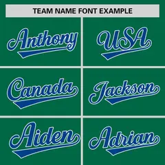 Kelly Green Royal-White Stripe Raglan Two-Button Softball Jersey 3