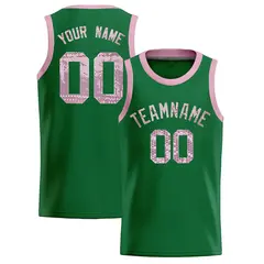 Kelly Green Sequined Trim Athletic Basketball Jersey 1