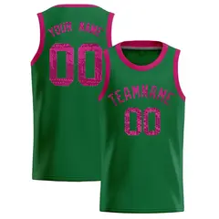 Kelly Green Sequined Trim Athletic Basketball Jersey 1