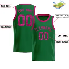Kelly Green Sequined Trim Athletic Basketball Jersey 2