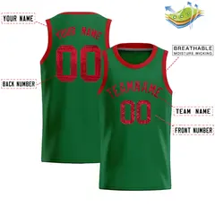 Kelly Green Sequined Trim Athletic Basketball Jersey 2