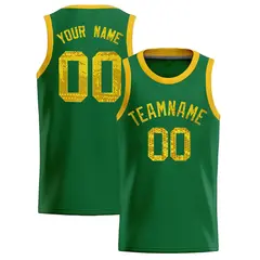 Kelly Green Sequined Trim Athletic Basketball Jersey 1