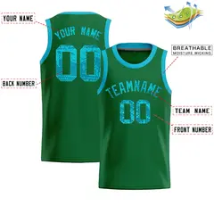 Kelly Green Sequined Trim Athletic Basketball Jersey 2