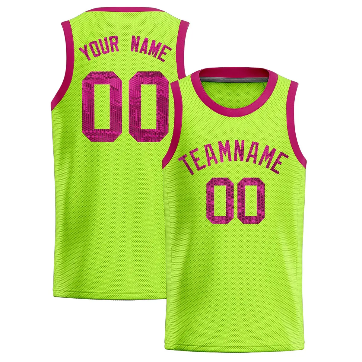 Kelly Green Sequined Trim Athletic Basketball Jersey