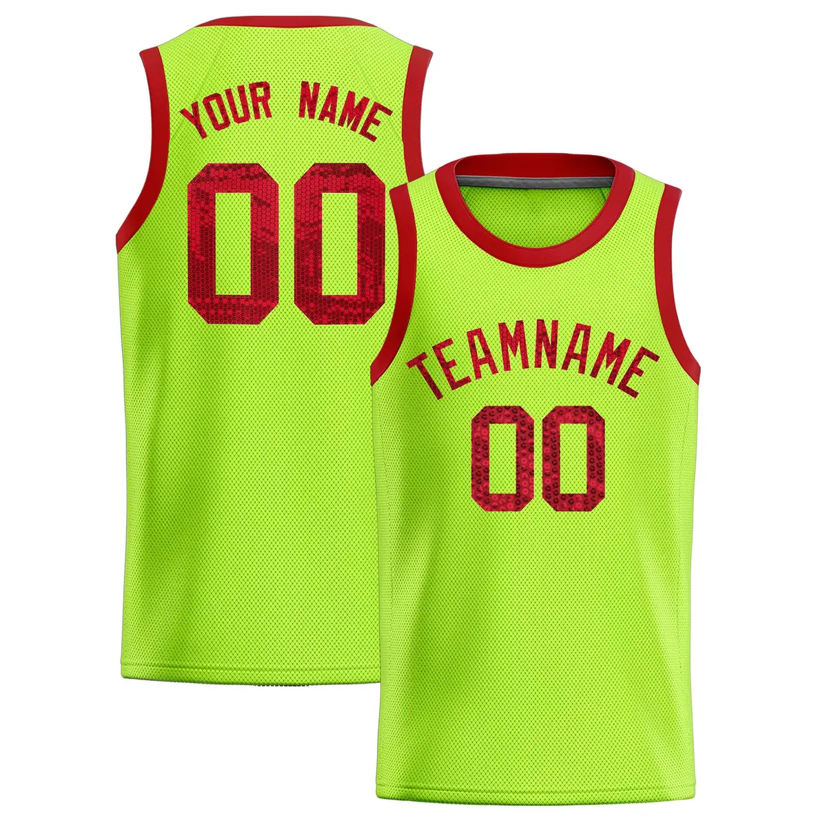 Kelly Green Sequined Trim Athletic Basketball Jersey