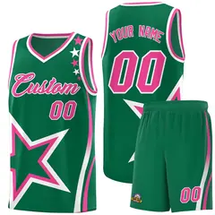 Kelly Green Shoulder Stars Graffiti Basketball Jersey Set 1