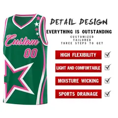 Kelly Green Shoulder Stars Graffiti Basketball Jersey Set 2