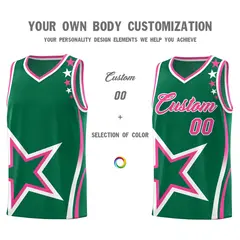 Kelly Green Shoulder Stars Graffiti Basketball Jersey Set 3