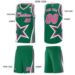 Kelly Green Shoulder Stars Graffiti Basketball Jersey Set 5