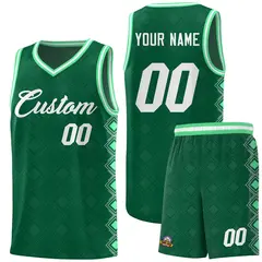 Kelly Green Side Blocks Basketball Uniform Jersey 1