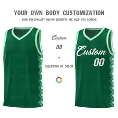 Kelly Green Side Blocks Basketball Uniform Jersey 3