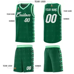 Kelly Green Side Blocks Basketball Uniform Jersey 5