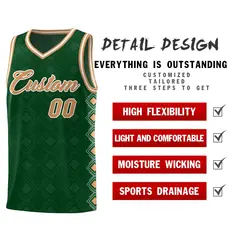 Kelly Green Side Blocks Basketball Uniform Jersey 2