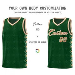 Kelly Green Side Blocks Basketball Uniform Jersey 3