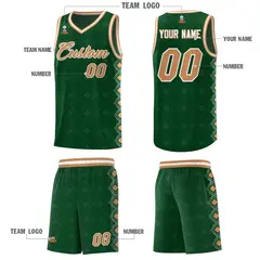 Kelly Green Side Blocks Basketball Uniform Jersey 5