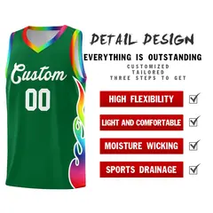 Kelly Green Side Flame Basketball Jersey for Teams 2