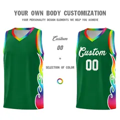 Kelly Green Side Flame Basketball Jersey for Teams 3