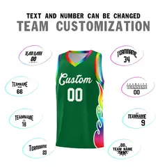 Kelly Green Side Flame Basketball Jersey for Teams 4