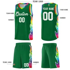 Kelly Green Side Flame Basketball Jersey for Teams 5