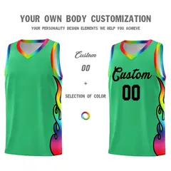 Kelly Green Side Flame Basketball Jersey for Teams 3