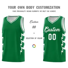 Kelly Green Side Lightning Graffiti Basketball Jersey 3