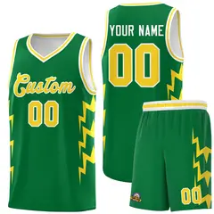 Kelly Green Side Lightning Graffiti Basketball Jersey 1
