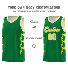 Kelly Green Side Lightning Graffiti Basketball Jersey 3