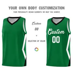 Kelly Green Side Rhombus Graffiti Pattern Basketball Jersey 3