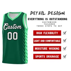 Kelly Green Side Symmetrical Line Pattern Basketball Jersey 2