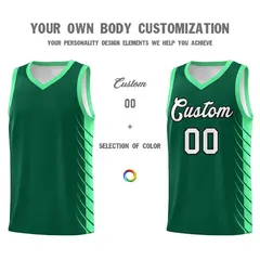 Kelly Green Side Symmetrical Line Pattern Basketball Jersey 3