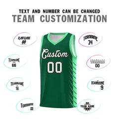 Kelly Green Side Symmetrical Line Pattern Basketball Jersey 4